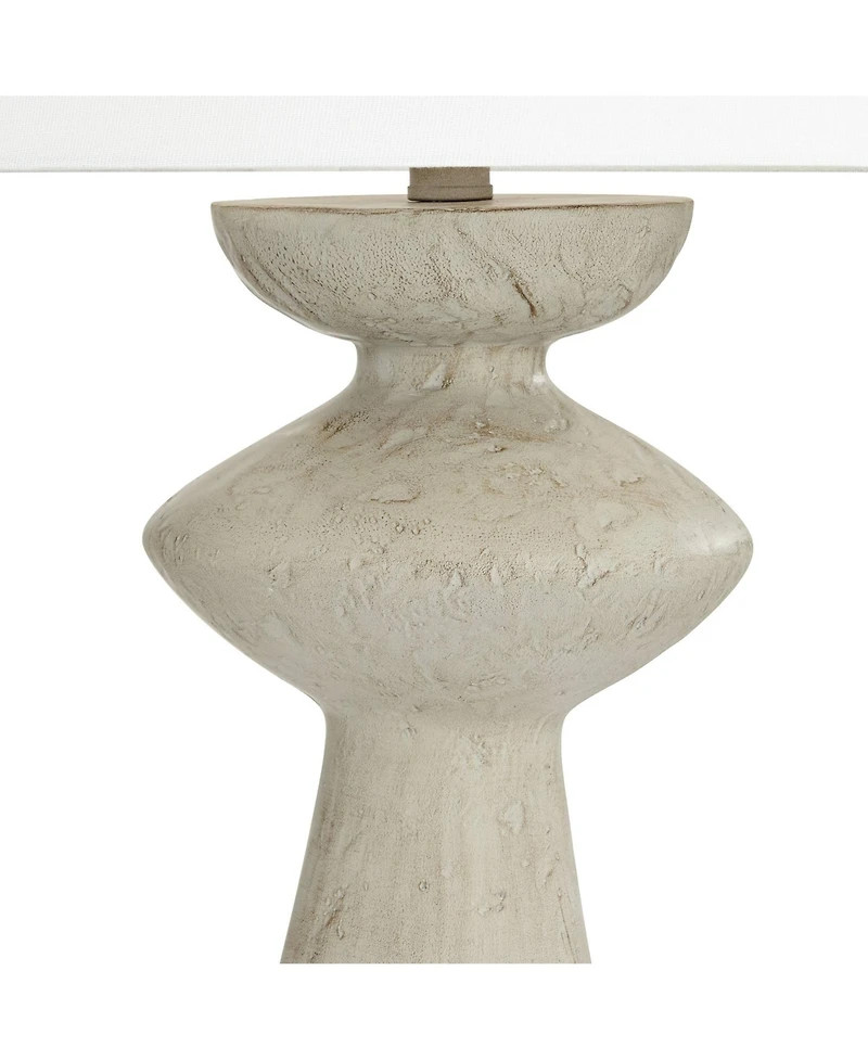 Possini Euro Design Claire 30" Tall Large Mid Century Modern Farmhouse Rustic End Table Lamp White Beige Living Room Bedside