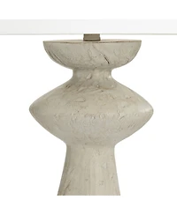 Possini Euro Design Claire 30" Tall Large Mid Century Modern Farmhouse Rustic End Table Lamp White Beige Living Room Bedside