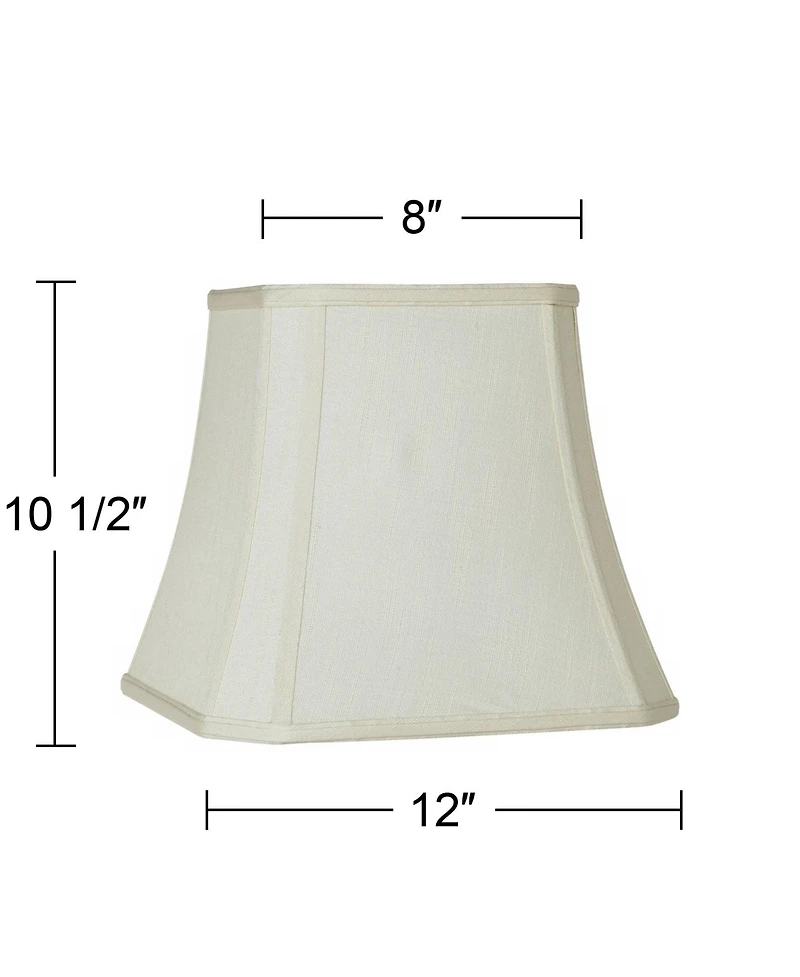 Springcrest Creme Small Square Cut Corner Lamp Shade 8" Top x 12" Bottom x 11" Slant x 10.5" High (Spider) Replacement with Harp a