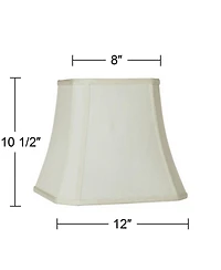 Springcrest Creme Small Square Cut Corner Lamp Shade 8" Top x 12" Bottom x 11" Slant x 10.5" High (Spider) Replacement with Harp a