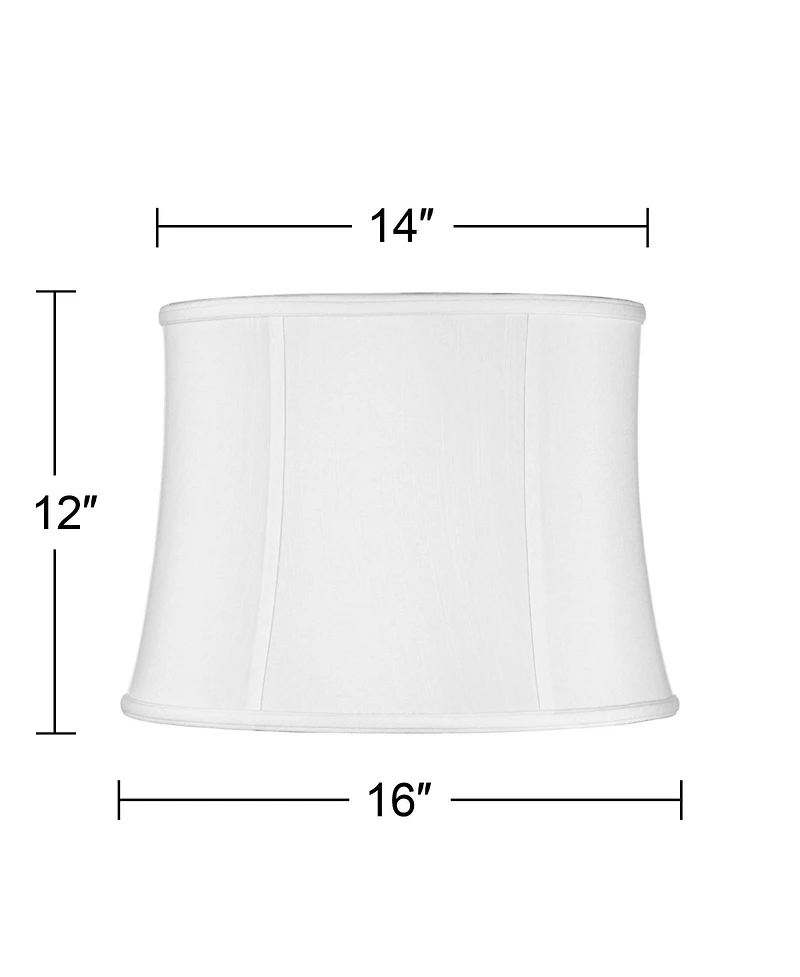 Imperial Shade White Medium Drum Lamp Shade 14" Top x 16" Bottom x 12" Slant (Spider) Replacement with Harp and Finial