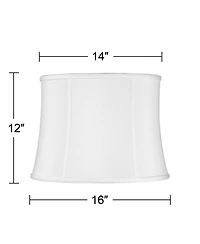 Imperial Shade White Medium Drum Lamp Shade 14" Top x 16" Bottom x 12" Slant (Spider) Replacement with Harp and Finial