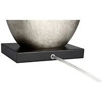 Regency Hill Marco Modern Art Deco Table Lamps 25" High Set of 2 Silver Luxe Black Rectangular Shade for Bedroom Living Room Bedside Nightstand O