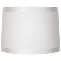 Springcrest Set of 2 White Fabric Medium Drum Lamp Shades 13" Top x 14" Bottom x 10" High (Spider) Replacement with Harp and Finial