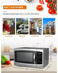 Commercial Chef 1.3 Cu. Ft. Counter Top Microwave,Stainless Steel