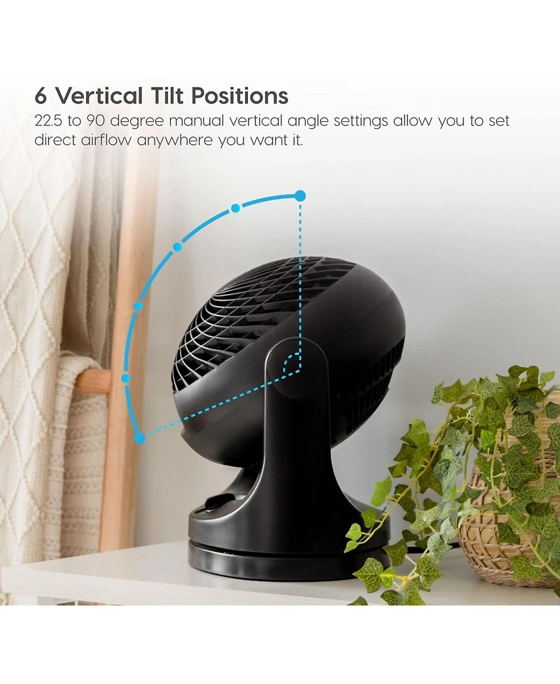 Iris Usa Woozoo Fan, Small Oscillating Desk Fan, Table Air Circulator, 3 Speeds, 52ft Max Air Distance, 12 Inches, 112° Adjustable Tilt