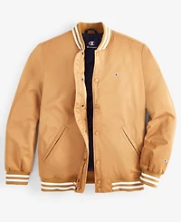 Champion Men's Classic Logo Striped-Trim Varsity Jacket