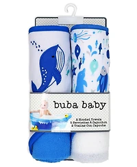 Buba Baby Boys and Girls 2 Pack Embroidered Hooded Bath Towel Wash Cloth Set