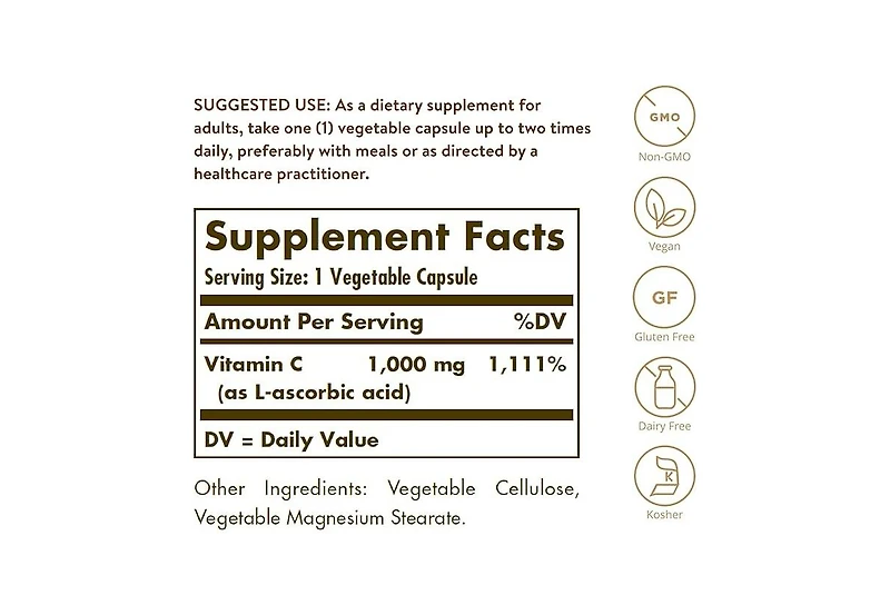 Solgar Vitamin C, 1000 mg, 100 V Caps