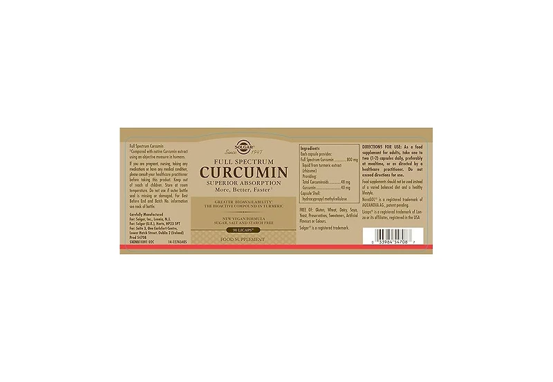 Solgar Full Spectrum Curcumin, 90 Softgels