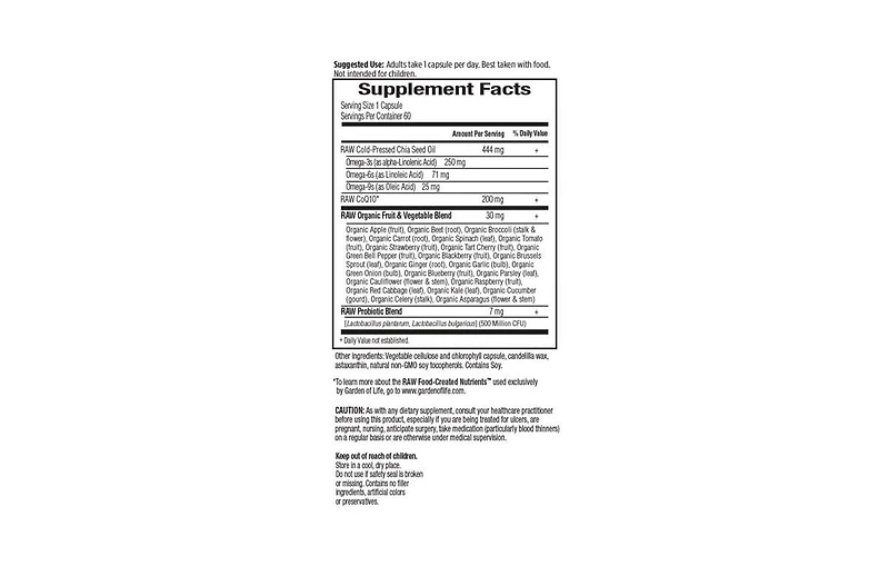 Garden of Life Raw CoQ10, 200 mg, 60 vcaps
