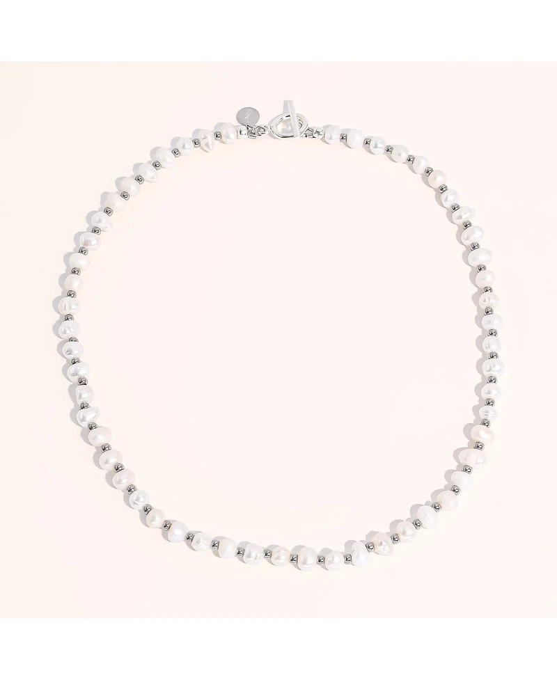 Chunky Pearl Silver Jean Necklace - Small