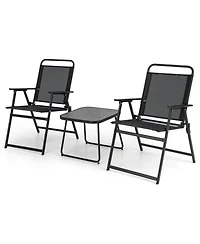Sugift 3 Pieces Patio Folding Conversation Chairs and Table