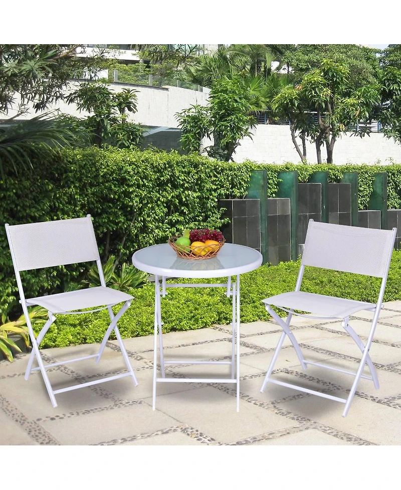 3 Pieces Patio Folding Bistro Set for Balcony or Outdoor Space