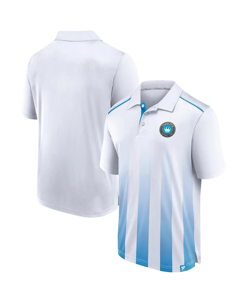 Fanatics Men's White Charlotte Fc Line Up Fade Polo Shirt