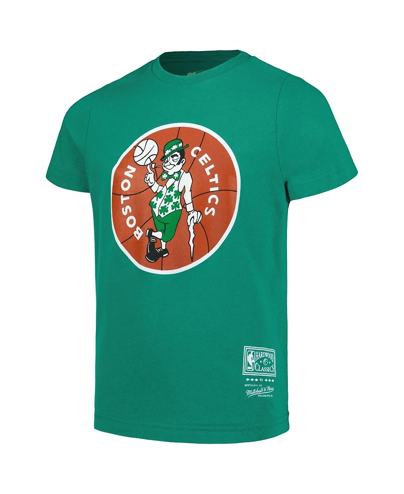 Mitchell & Ness Big Boys and Girls Kelly Green Boston Celtics Hardwood Classics Retro Logo T-Shirt