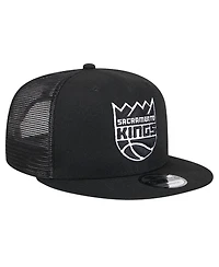 New Era Men's Black Sacramento Kings Evergreen 9FIFTY Trucker Snapback Hat