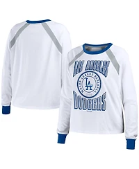 Wear by Erin Andrews Women's White Los Angeles Dodgers Raglan Long Sleeve T-Shirt
