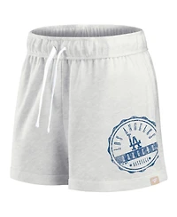 Fanatics Women's Oatmeal Los Angeles Dodgers Oversized Badge Lounge Shorts