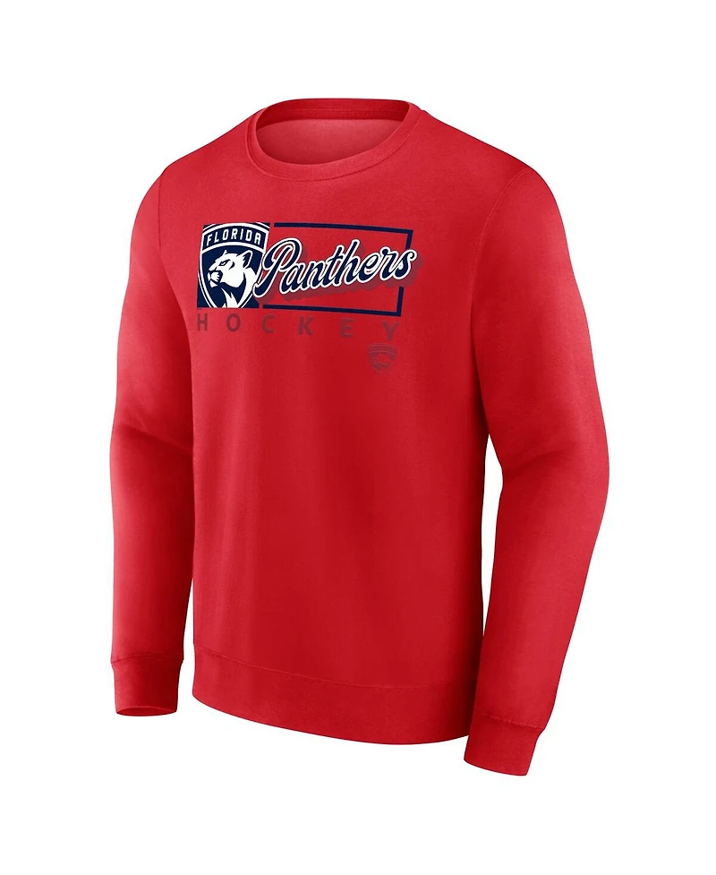 Fanatics Men's Red Florida Panthers Focus Fleece Pullover Sweatshirt