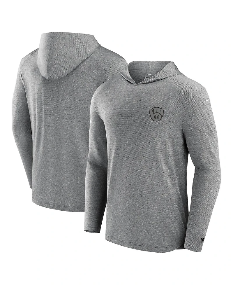 Fanatics Signature Men's Black Milwaukee Brewers Front Office Tech Lightweight Hoodie T-Shirt