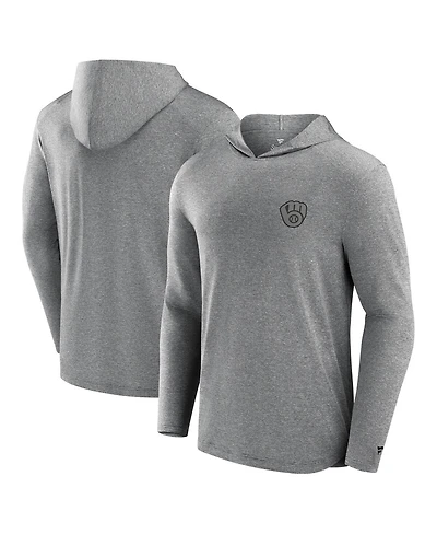 Fanatics Signature Men's Black Milwaukee Brewers Front Office Tech Lightweight Hoodie T-Shirt