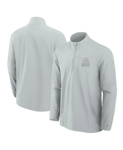 Fanatics Signature Men's Gray Cleveland Browns Front Office Woven Quarter-Zip Jacket