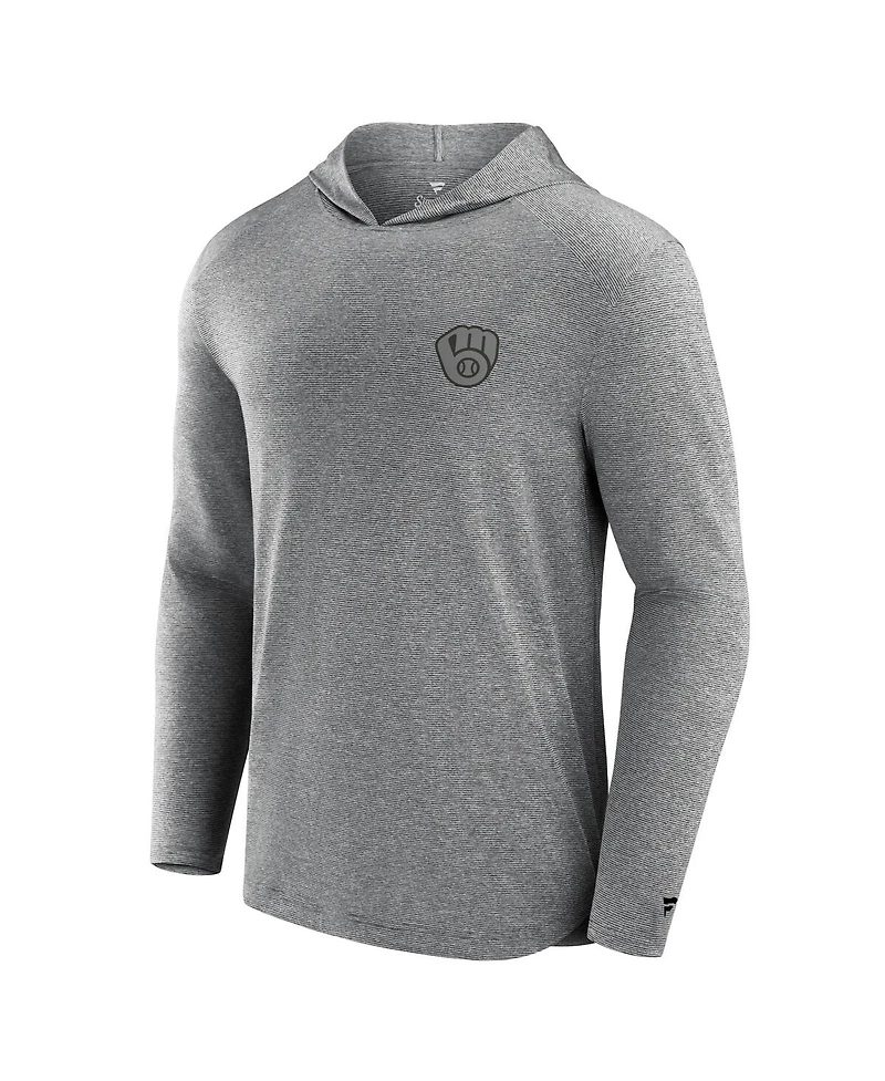 Fanatics Signature Men's Black Milwaukee Brewers Front Office Tech Lightweight Hoodie T-Shirt