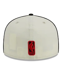New Era Men's Cream/Black Portland Trail Blazers Piping 2-Tone 59FIFTY Fitted Hat