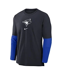 Nike Men's Navy Toronto-Blue Jays 2024 City Connect Authentic Collection Player Tri-Blend Performance Pullover Top