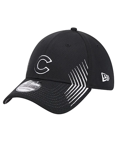 New Era Men's Black Chicago Cubs Active Dash Mark 39THIRTY Flex Hat