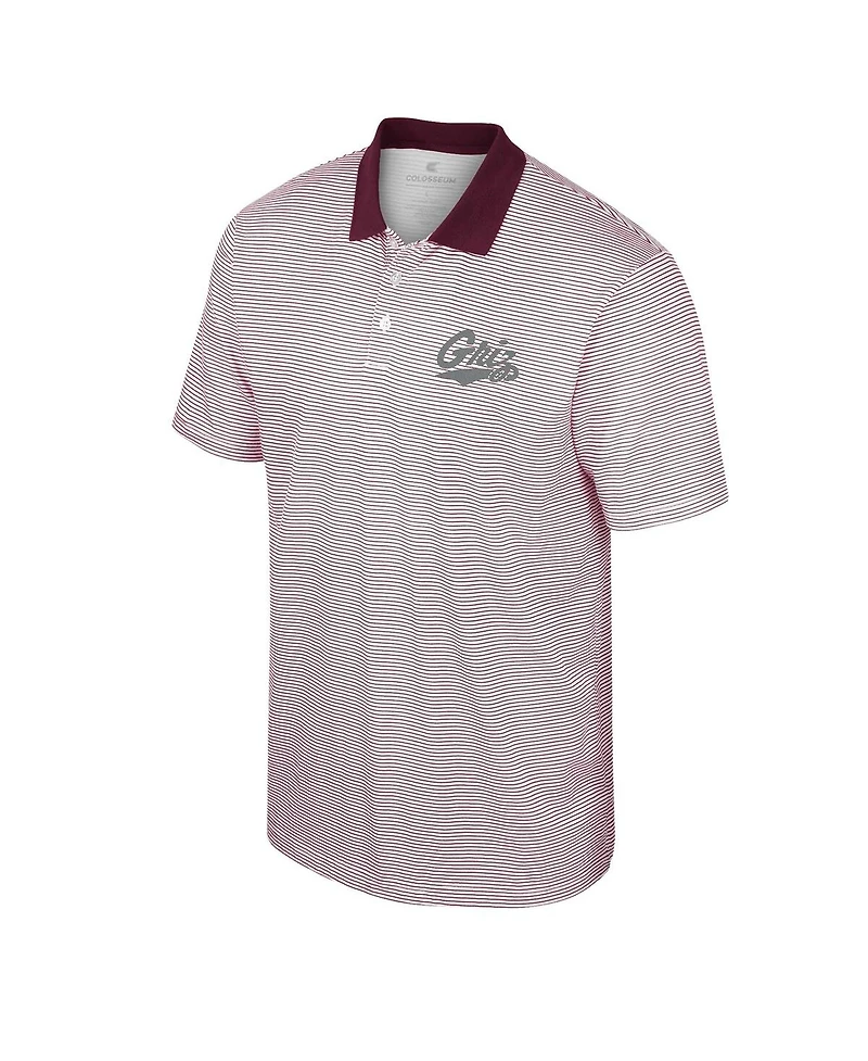 Colosseum Men's White Wyoming Cowboys Print Stripe Polo Shirt