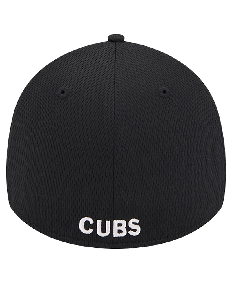 New Era Men's Black Chicago Cubs Active Dash Mark 39THIRTY Flex Hat