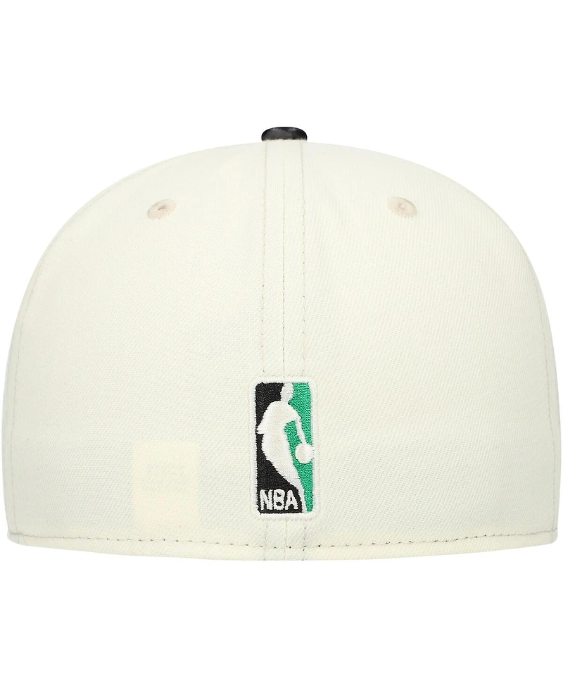 New Era Men's White/Black Boston Celtics faux leather - Polyurethane Visor Two-Tone 59FIFTY Fitted Hat