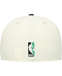 New Era Men's White/Black Boston Celtics faux leather - Polyurethane Visor Two-Tone 59FIFTY Fitted Hat