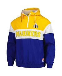 New Era Men's Blue Seattle Mariners Ripstop Raglan Quarter-Zip Hoodie Windbreaker Jacket