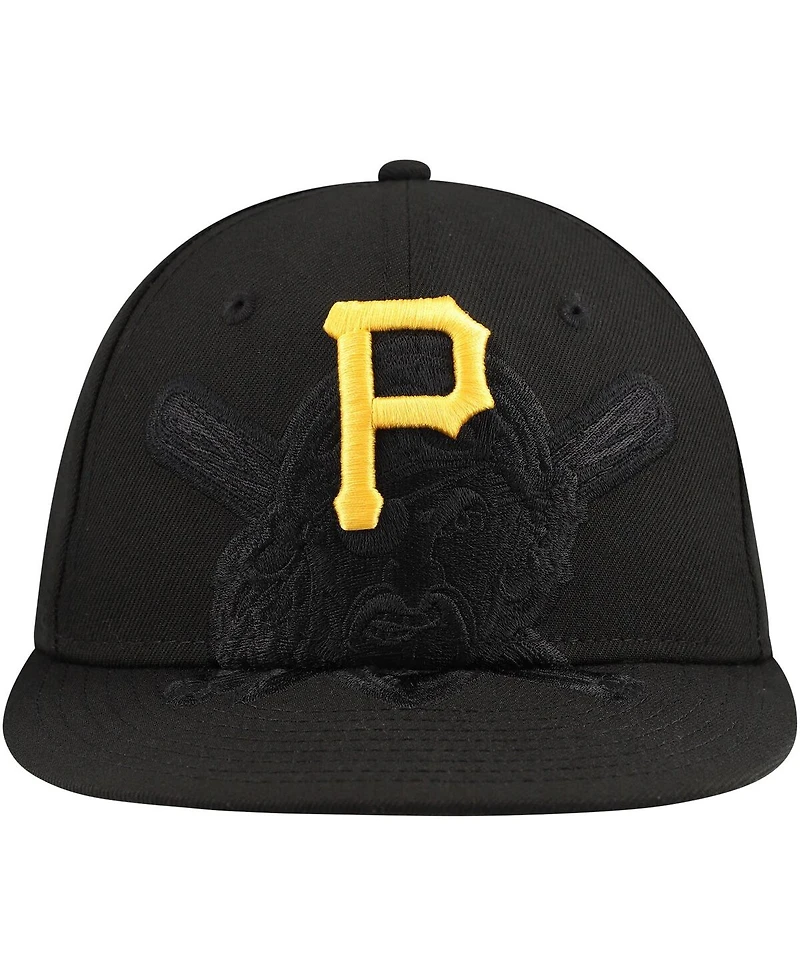 New Era Men's Black Pittsburgh Pirates Shadow Logo 59FIFTY Fitted Hat