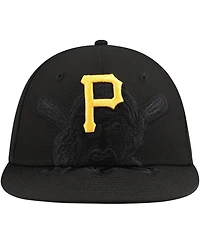 New Era Men's Black Pittsburgh Pirates Shadow Logo 59FIFTY Fitted Hat