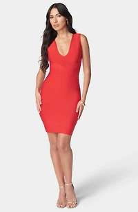 bebe Women's Double V Mini Bandage Dress