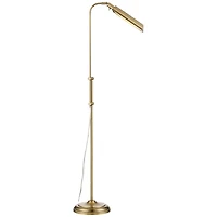 360 Lighting Culver Traditional Pharmacy Floor Lamp Standing 57" Tall Plated Aged Brass Led Adjustable Metal Shade for Living Room Reading Bedroo