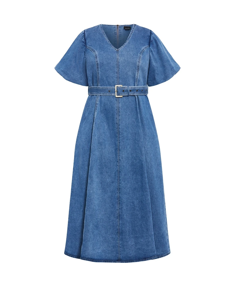 City Chic Plus Denim Delilah Midi Dress