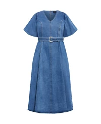 City Chic Plus Denim Delilah Midi Dress