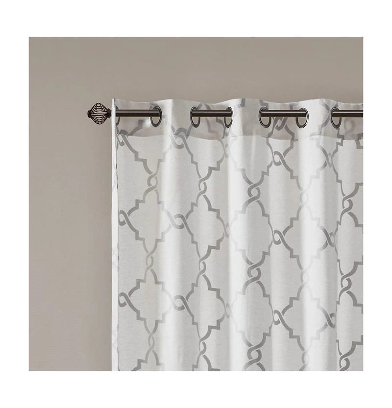 Madison Park Saratoga Fretwork Print Grommet Top Window Curtain Panel