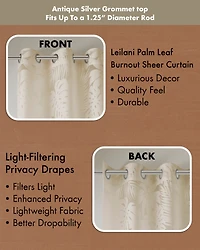 Madison Park Leilani Palm Leaf Burnout Window Sheer Curtain