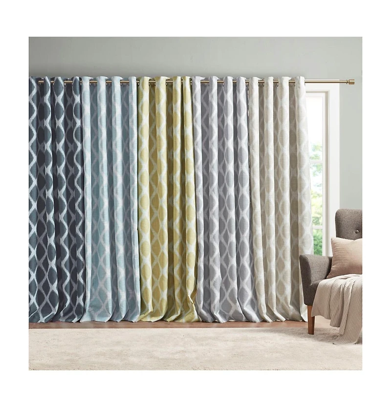 Blakesly Ikat blackout curtains for bedroom, Silver grommet top fit up to 1.25 inches rod Single Curtain Panel for Living Room, Width 50 length 95 inc
