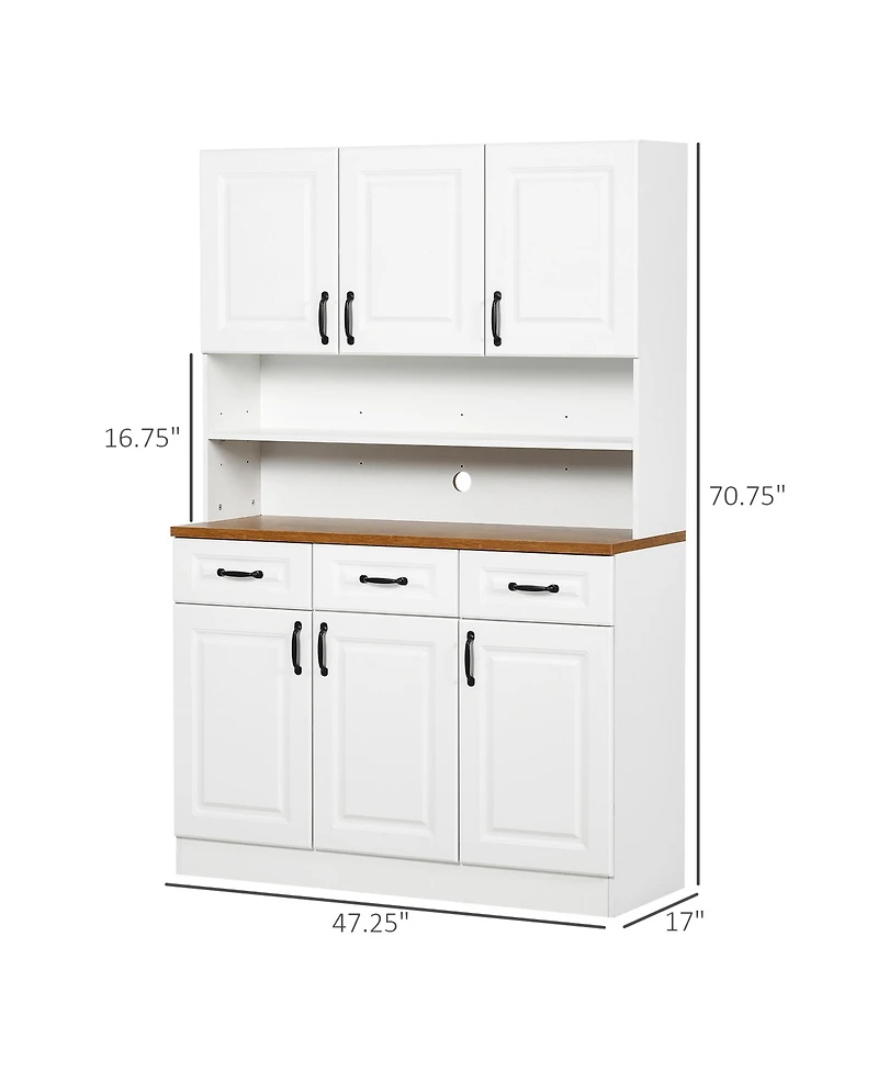 Homcom 71" Kitchen Pantry, Farmhouse Storage Cabinet with Drawers,