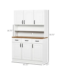 Homcom 71" Kitchen Pantry, Farmhouse Storage Cabinet with Drawers,