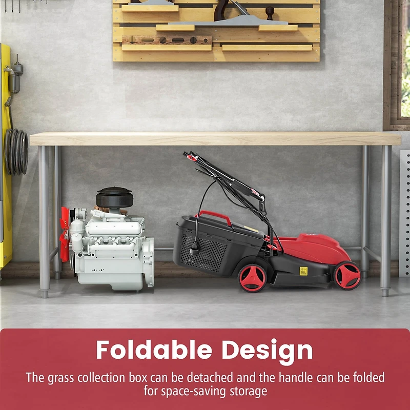 Electric Corded Lawn Mower 12-amp 14-Inch Walk-Behind Lawnmower with Collection Box