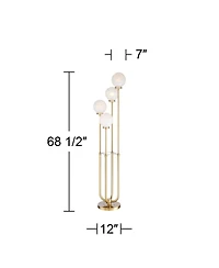 Possini Euro Design Mid Century Modern Glam Style Floor Lamp 4-Light Led 68.5" Tall Warm Gold Glass Globe Shade for Living Room House Uplight