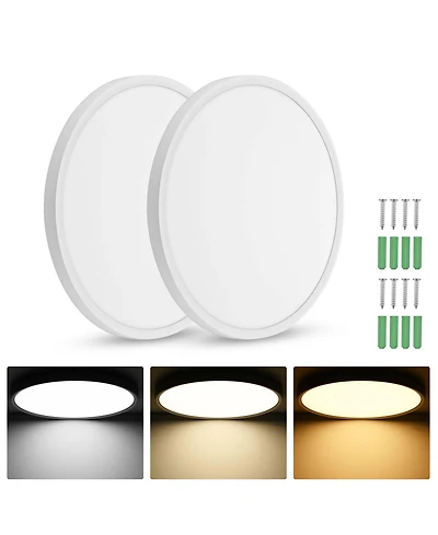 16" Flush Mount Ceiling Light 32W Led 3 Color Kitchen Lamp Home Fixture 2 Pack